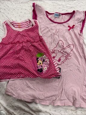 Disney Girls Pink Minnie & Daisy Tank Top Set - Light Pink & Hot Pink